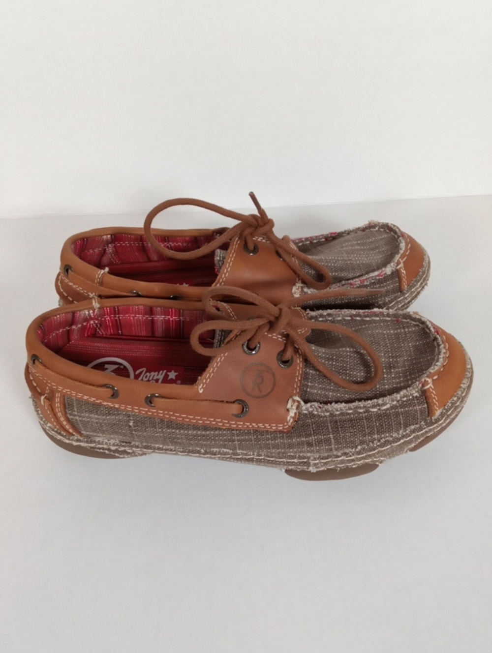 Tony Lama Womens Blum Lace Brown Contrast Loafers Canvas Western Ranch 8.5